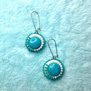 Turquoise Beaded Dangle Earrings: Handmade Boho Chic Jewelry
